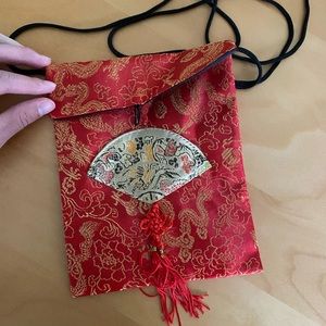 Red Traditional Asian Crossbody Mini Satchel